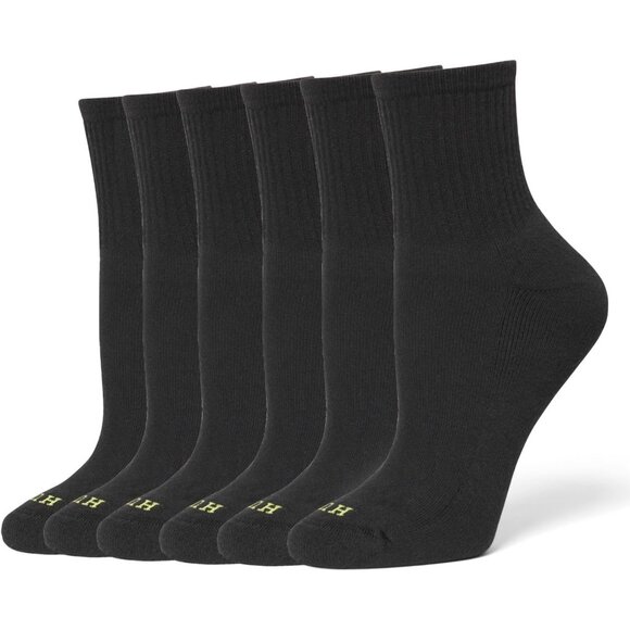 Women's Black - 6 Pair Pack  Winter Soft Warm Thick Cold Mini Crew Ankle Socks - Picture 1 of 7